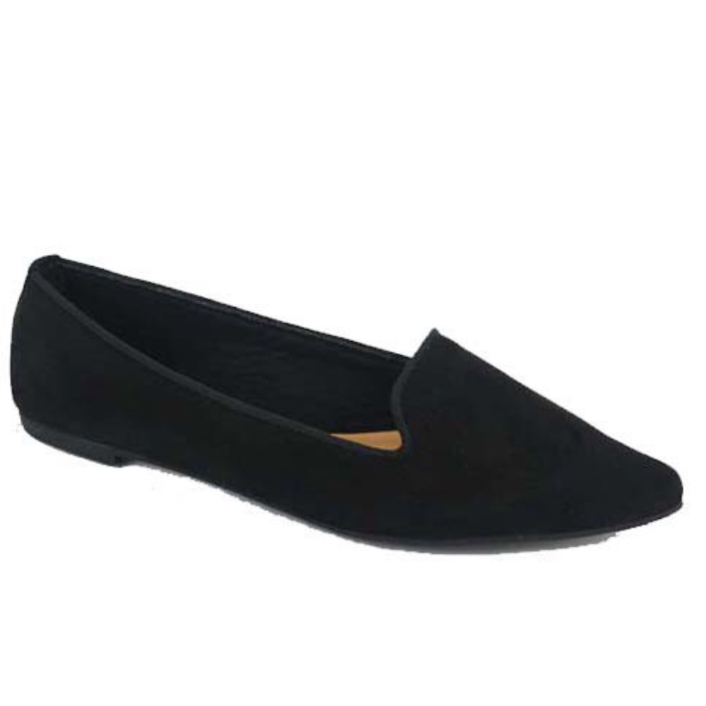 Black Pointy Suede Flats - Picture 5 of 6